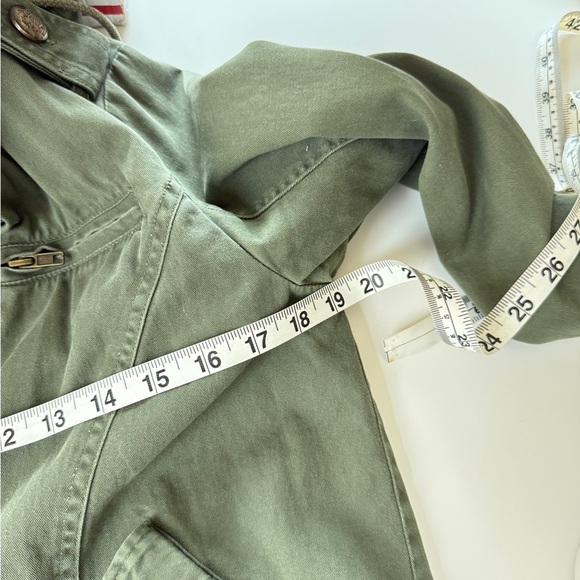 Finesse Funnel Mock Neck Army Green Bomber Aviator Cropped Jacket Hooded Small - Picture 8 of 9